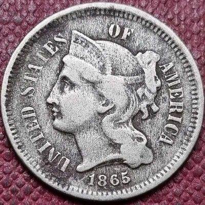 1865 Three Cent Piece 3c Nickel Circulated #95991 - Image 1 of 2