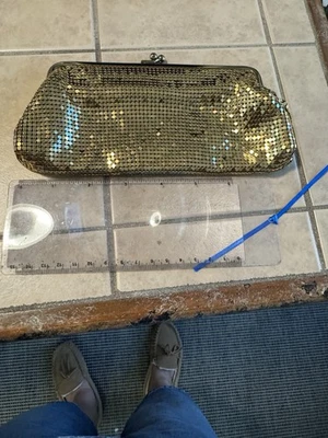 Vintage 1940s Whiting Davis Chainmail Gold Mesh Snap Clutch Evening Bag 7x4 USA - Image 1 of 4
