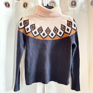 J Crew Sweater Size XS 100% Merino Wool Nordic Turtleneck Knit Preppy Y2K 18882 - Picture 1 of 8