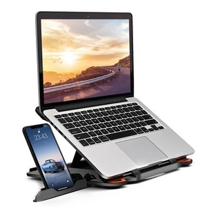 Adjustable Laptop Stand with Phone Holder - 360° Rotation for 10-17" Laptops - Picture 1 of 7
