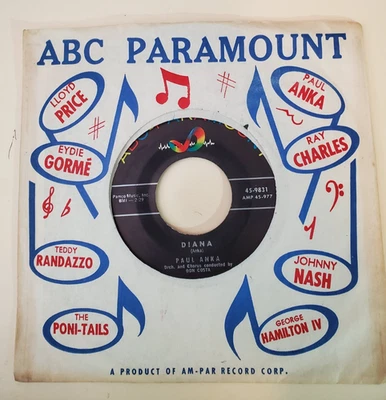 Paul Anka  DIANA /  DON'T GAMBLE WITH LOVE (ROCK 45) #9831 PLAYS VG+ TO VG++ - Image 1 of 4
