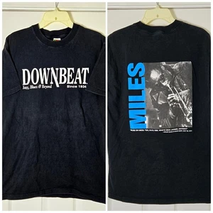 Vintage Jazz Down Beat Magazine Miles Davis T-shirt Men's Size Large Black Rare - Picture 1 of 7