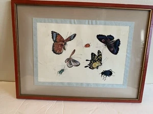 ANTIQUE CHINESE EXPORT PAINTED BUTTERFLIES & INSECTS ON PITH PAPER 1840 - Picture 1 of 7