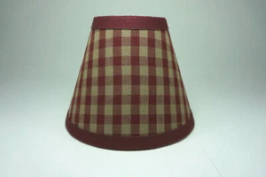 Country Burgundy Medium Check Fabric Chandelier Candle Lampshade Lamp Shade - Picture 1 of 7