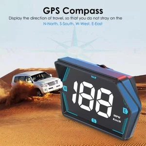 Digital Car HUD GPS Speedometer Head Up Display MPH D6C3 Alarm Compass T4A2 H6P5 - Picture 1 of 23