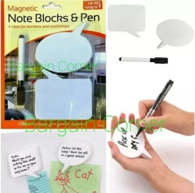 Magnetic Note Block Dry Erase Fridge Magnet Note Memo Message Reusable With Pen - Image 1 of 4
