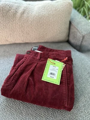 NEW Houston White Adult Unisex Double Pleated Wide Leg Chino Pants Red Corduroy - Image 1 of 4