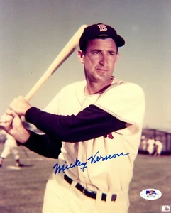 Mickey Vernon autographed signed 8x10 photo MLB Boston Red Socks PSA COA - Picture 1 of 1