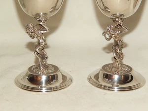 2 Weinkelche versilbert ALPADUR Schaft Rebstock Satyr / Bacchus H.R.W Fink 100 - Picture 1 of 12