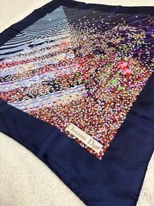 Christian Dior Silk Scarf Navy Floral Confetti Stripe Vintage Size 29.5in×29.5in - Picture 1 of 21