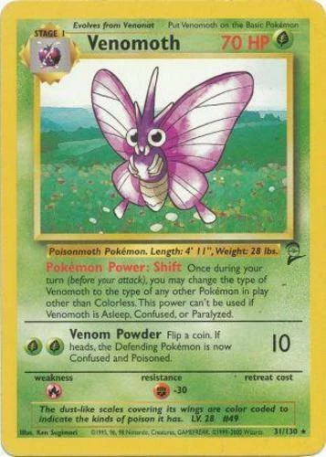 Pokemon - Venomoth - 31/130 - Rare - Unlimited Edition - Base Set 2 - NM - Image 1 of 1