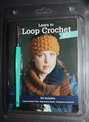 Leisure Arts 48060 LEARN TO LOOP CROCHET KIT with Tool, Inst. Book, Patterns NEW - Image 1 of 2