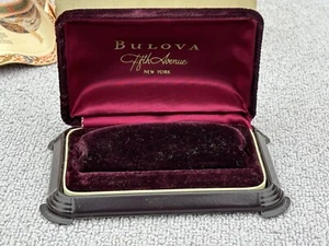 Bulova Fifth Avenue Burgundy Velvet Watch Box Case W/Original Box & Paperwork - Picture 1 of 13