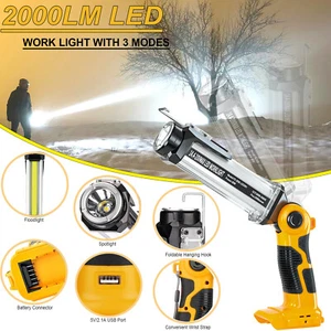 Rechargeable LED Work Light for Dewalt 20V MAX Li-ion Battery 35W 2000LM Outdoor - Picture 1 of 12