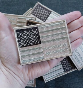 Menge 10 POLITISCH INKORREKTE USA amerikanische Flagge Aufnäher ~ braun Haken & Schleife - Bild 1 von 7