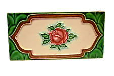 Antique Tile Art Nouveau Majolica Japan Rose Ceramic Porcelain Green Border "05
