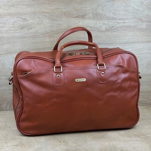 Vintage Soft Leather Samsonite Carry On Travel Overnight Bag Rare, Made in Korea - Picture 1 of 24