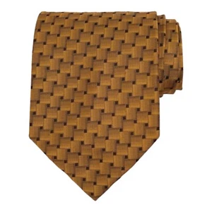 JZ RICHARDS Mens Classic Tie 3.75 Gold Black 100% Silk Basket Weave Necktie - Picture 1 of 6