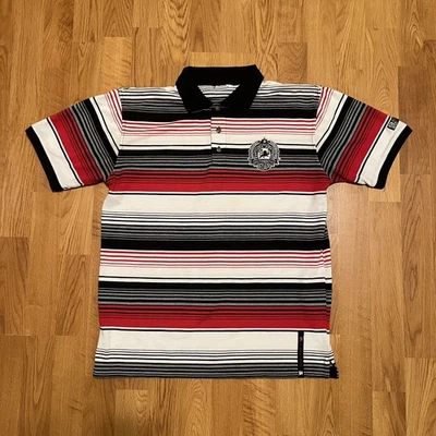 Auténtica Camisa Polo Red Ape Para Hombre L 3 Botones Rojo/Negro/Blanco Rayas  Foto 1 de 4