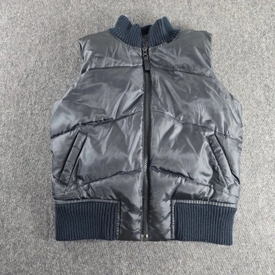 VTG Old Navy Down Puffer Vest Black Zip Up Ribbed Collar & Hem Kids Size M - Image 1 of 4