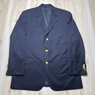 Brooks Brothers 346 Gold Button Wool Blazer Navy Blue Mens Size 43R - Image 1 of 4