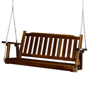 Heavy Duty 880 LBS 4 FT Patio Wooden Porch Swing Solid Fir Wood Handing Swing - Picture 1 of 8
