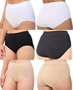 3 WOMENS LADIES CONTROL SEAMLESS KNICKERS SLIMMING COMFORT SHAPEWEAR MAXI BRIEFS - Picture 1 of 4