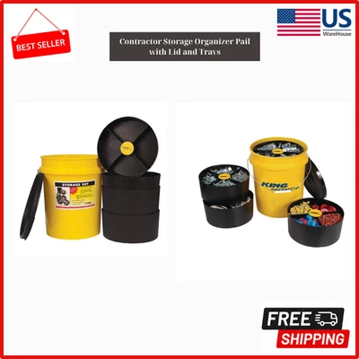 King Innovation |47502| Contractor Storage Organizer Pail with Lid and Trays - Image 1 of 4