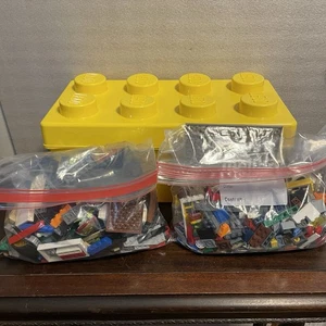 About 1.6 lbs Of Bulk LEGO Pieces & Yellow 2x4 LEGO Brick Storage Container - Picture 1 of 10
