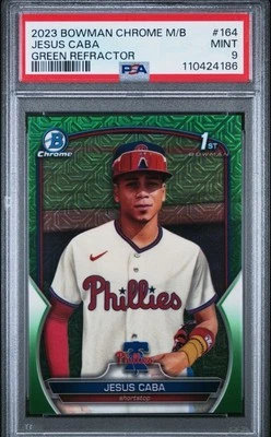 /99 Jesus Caba 2023 Bowman Chrome Mega Box Green Mojo PSA 9 Marlins - Image 1 of 2