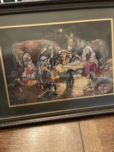 Dimensions Charts & Charms #8535 - O' NIGHT DIVINE Nativity Complete And Framed - Picture 1 of 12