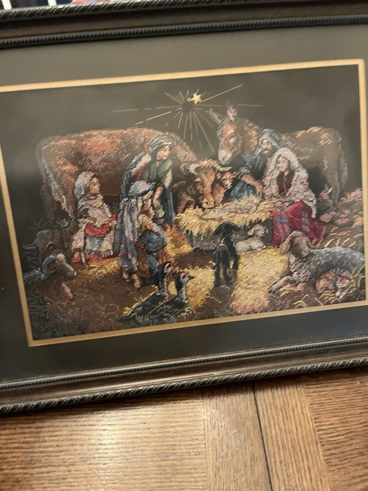 Dimensions Charts & Charms #8535 - O' NIGHT DIVINE Nativity Complete And Framed - Image 1 of 4