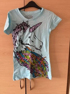 Iron Fist Women Short Sleeve Tye Dye Blue Unicorn T Shirt Size S Uk10-12 - Picture 1 of 4