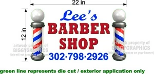12" x 22"  VINYL DECAL FOR BARBER SHOP HAIR DRESSER WALL OR WINDOW NEW! CUSTOM - Picture 1 of 1