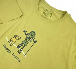 Life Is Good Women Classic Fit Tee 2XL Green Hiker Dog Short Sleeve T-Shirt - Picture 1 of 8