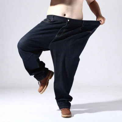 Mens Oversize Jeans High Waist Denim Trousers 8XL Loose Pants Cotton Baggy Pants - Image 1 of 4
