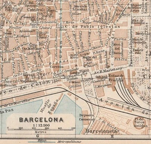 BARCELONA of Spain Original city plan map 1934 - Picture 1 of 14