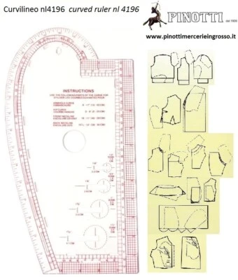SEW EASY CURVILINEO PROFESSIONALE PER SARTORIA CM 35X19 FRENCH CURVE NL4196 CURVILINEE