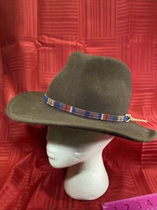 Vintage Naturalist Wool Felt Brown Cowboy Hat Made In USA Size Medium - Picture 1 of 13
