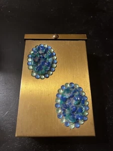 WIESNER TRICKETTES Juwelensteine METALL SCHNAPPKNOPF ZIGARETTENETUI 1950er ANTIK - Bild 1 von 6