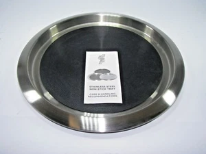 Service Ideas TR1412SR 14" Non-Slip Tray w/ Solid Rubber Insert, Stainless Steel - Picture 1 of 3