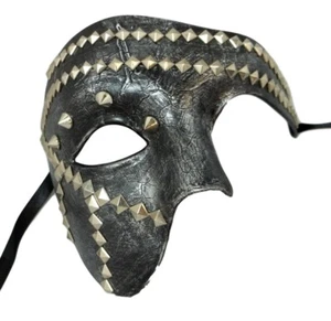 Silver Steam Punk Metal Stud Phantom Half Face Halloween Masquerade Mask - Picture 1 of 3