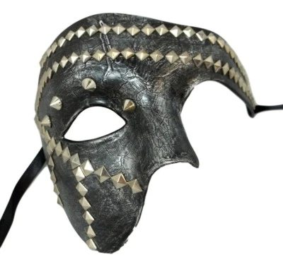 Silver Steam Punk Metal Stud Phantom Half Face Halloween Masquerade Mask - Image 1 of 3
