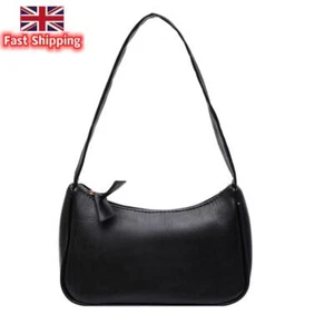 Shoulder Bag for Women Solid Color Underarm Bag PU Leather Handbag (Black) - Picture 1 of 3