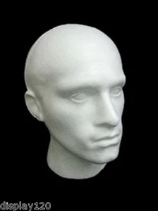 Peluca maniquí de poliestireno blanco masculino sombrero moda cabeza de exhibición accesorios de tienda - Imagen 1 de 1