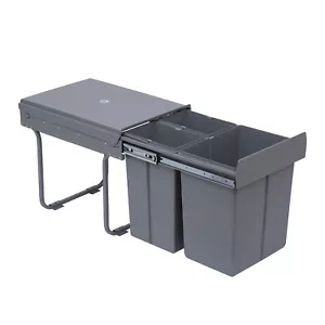 Kitchen Recycle Waste Bin Pull Out Soft Close Dustbin Plastic Recycling Cabinet - Picture 1 of 9