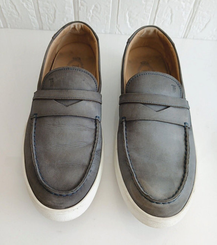 TOD’S scarpa uomo 9 US 10 mocassini blu scamosciati scarpe causali slip on