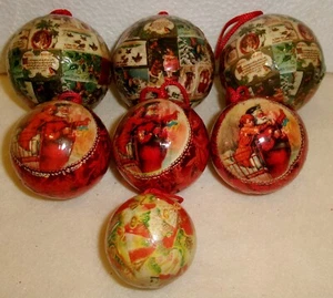 Lot of 7 Christmas Tree OLD WORLD Like ORNAMENTS Styrofoam-Pictures-Deco Pauge - Picture 1 of 3