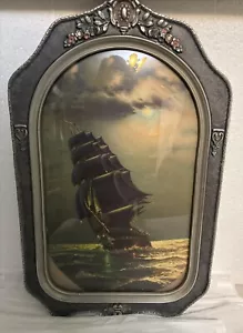 USS CONSTITUTION " OLD IRONIDES " 1927 LITHOGRAPHIE DRUCK, VERZIERTER BUBBLE RAHMEN - Bild 1 von 10