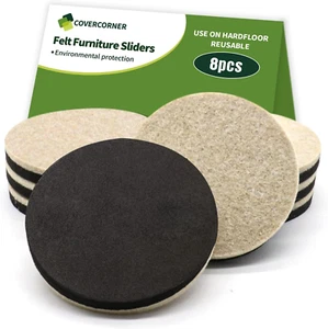 Felt Furniture Sliders 8 PCS - 3 1/2 Inch Heavy Duty Movers for Floors - Picture 1 of 12